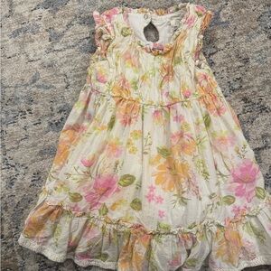 Charming Floral Kids Dress in Pink and Yellow